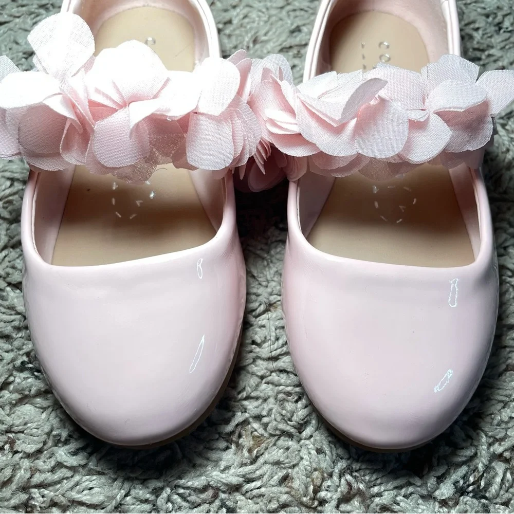 Girls’s Copper Key Blossom Chiffon Patent Floral Flats-‎ Blush Size 11
